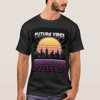 フューチャーバイブス シンセウェーブ サンセット グリッド レトロ 80年代 フレン Tシャツ