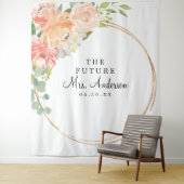 フューチャーミセスピーチフローラブライダルシャワー背景 タペストリー (インサイチュ)