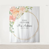 フューチャーミセスピーチフローラブライダルシャワー背景 タペストリー (正面)