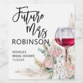フューチャーミセス名ブライダルシャワーワインウォーター色ボホ ワインラベル (シングルラベル)