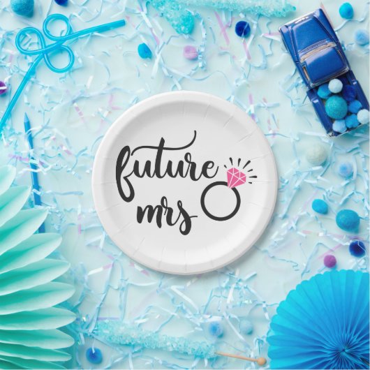 フューチャーミセス白黒婚約ブライダルシャワー ペーパープレート (パーティー)