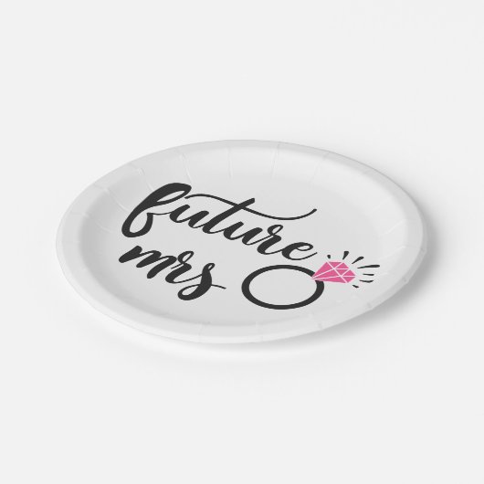 フューチャーミセス白黒婚約ブライダルシャワー ペーパープレート (アングル)