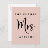 フューチャーミセス赤面ピンクブライダルシャワー インビテーションポストカード (正面/裏面)