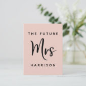 フューチャーミセス赤面ピンクブライダルシャワー インビテーションポストカード (スタンド正面)