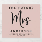 フューチャーミセス赤面ピンクブライダルシャワー スパークリングワインラベル (シングルラベル)