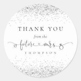 フューチャーミセス・シルバーグリッターブライダルシャワーありがとう ラウンドシール