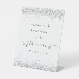 フューチャーミセス・シルバーグリッター歓迎ブライダルシャワー 台座サイン