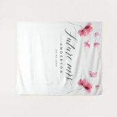 フューチャーミセス・バタフライフローラピンクブライダルシャワー タペストリー (正面(横))