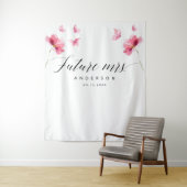 フューチャーミセス・バタフライフローラピンクブライダルシャワー タペストリー (インサイチュ)