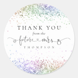 フューチャーミセス・レインボーグリッターブライダルシャワーありがとう ラウンドシール