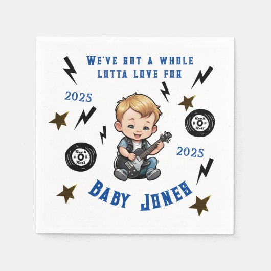 フューチャーロッカーロックNロールロッタラブ男の赤ちゃん スタンダードカクテルナプキン (正面)