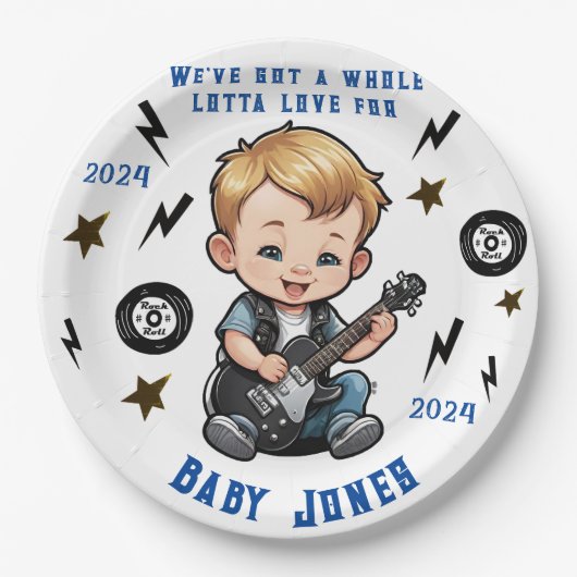 フューチャーロッカーロックNロールロッタラブ男の赤ちゃん ペーパープレート (正面)
