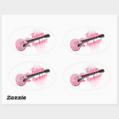 フューチャーロックスターピンクギターオーバルステッカー 楕円形シール (シート)