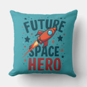 フューチャー宇宙ヒーローレトロロケットシップデザイン クッション (正面)