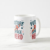 フューチャー宇宙ヒーローレトロロケットシップデザイン コーヒーマグカップ (正面右)