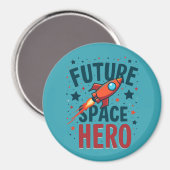 フューチャー宇宙ヒーローレトロロケットシップデザイン マグネット (正面/裏面)