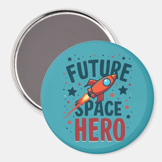 フューチャー宇宙ヒーローレトロロケットシップデザイン マグネット (正面/裏面)