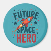 フューチャー宇宙ヒーローレトロロケットシップデザイン マグネット (正面)