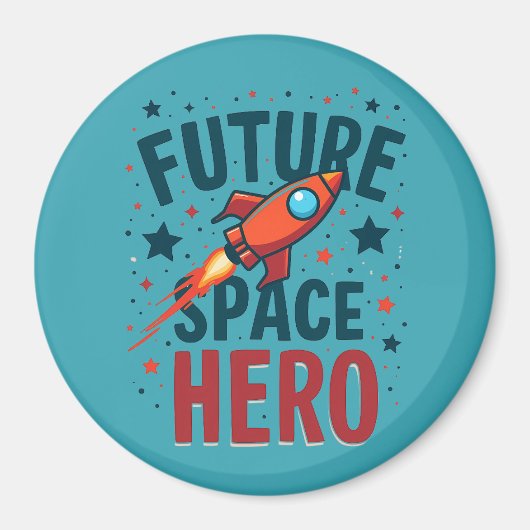 フューチャー宇宙ヒーローレトロロケットシップデザイン マグネット (正面)