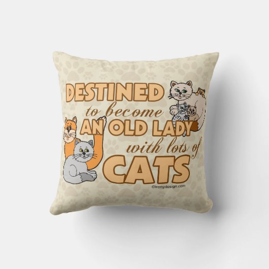 フューチャー熱狂するキャットレディおもしろいことわざデザイン クッション (裏面)
