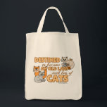 フューチャー熱狂するキャットレディおもしろいことわざデザイン トートバッグ<br><div class="desc">猫がたくさん居るお婆さん – 猫好きや猫好き？猫おもしろいことわざの可愛い猫ちゃん。猫の熱狂するレディと猫の飼い主ことわざ/かわいい猫の画像グラフィックデザインと引用文</div>