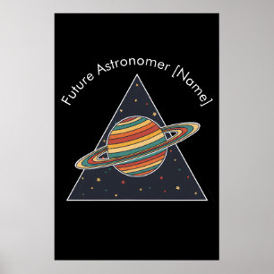 フューチャー・アストロノマー・レトロ・サターン・アート - オーダーメイド名前入り ポスター