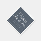 フューチャー ミスター＆ミセス エンゲージメントパーティー スモーキー ネイビー ペーパー スタンダードカクテルナプキン (角)