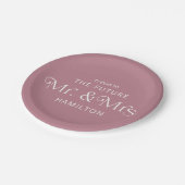 フューチャー ミスター & ミセス エンゲージメント パーティー ダスティ ピンク ペーパープレート (アングル)