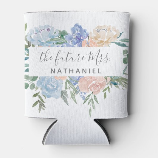 フューチャー ミセス ダスティーブルー&ピンク フラワーズ 缶クーラー (正面)