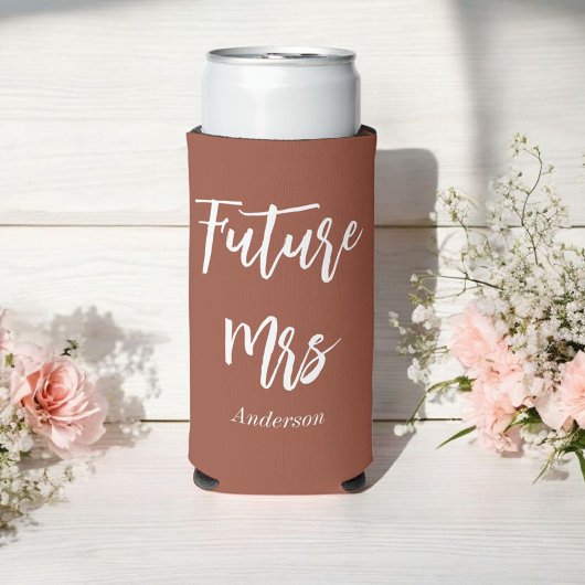 フューチャー ミセス テラコッタ ブライド ブラウン ホワイト スリム缶クーラー