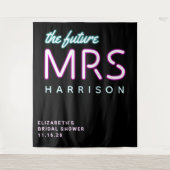 フューチャー ミセス ネオン ライト ブラック ブライダル シャワー タペストリー (正面)