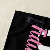 フューチャー・ミセス・ネーム・ブライド・ピンクとブラック ビーチタオル (インサイチュ)