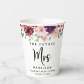 フューチャー ミセス バーガンディー フラワーズ カスタム ブライダル シャワー 紙コップ (裏面)