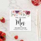 フューチャー ミセス バーガンディー フラワーブライダルシャワー スタンダードカクテルナプキン (インサイチュ)