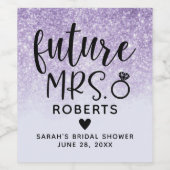 フューチャー・ミセス・パープル・グリッター・ブライダルシャワー ワインラベル (シングルラベル)