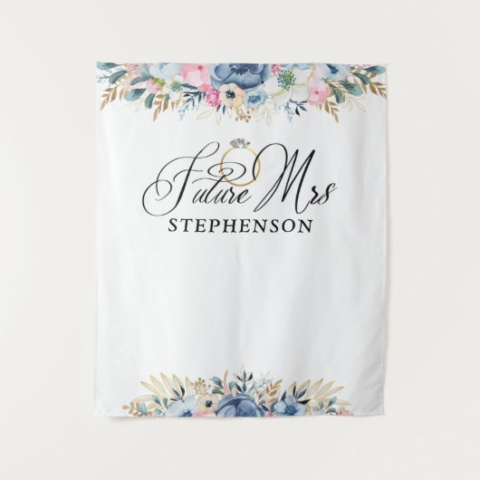 フューチャー ミセス フローラル ブライダル シャワー バックドロップ タペストリー (正面)