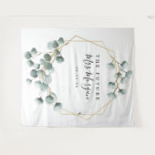 フューチャー ミセス ブライダル シャワー バックドロップ 緑の葉 タペストリー (正面(横))