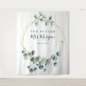 フューチャー ミセス ブライダル シャワー バックドロップ 緑の葉 タペストリー (正面)