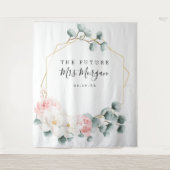 フューチャー ミセス ブライダル シャワー バックドロップ 緑豊かな 花 タペストリー (正面)