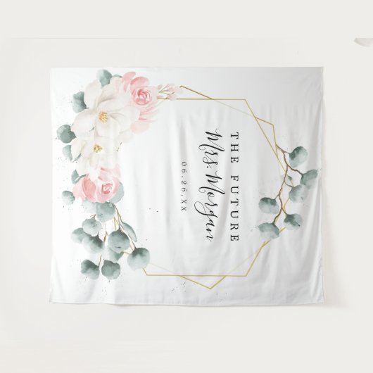 フューチャー ミセス ブライダル シャワー 背景 グリーン 花 タペストリー (正面(横))