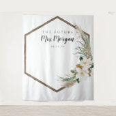 フューチャー ミセス ブライダル シャワー 背景 ボヘミアンの花輪 タペストリー (正面)