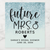 フューチャー ミセス ブルー グリッター ブライダル シャワー ワインラベル (シングルラベル)