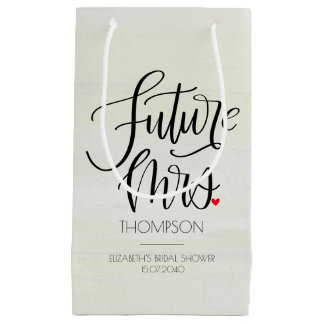 フューチャー ミセス モダン カリグラフィー ブライダル シャワー スモールペーパーバッグ