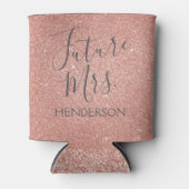 フューチャー ミセス ローズゴールド ブラッシュ ピンク スパークル グリッター 缶クーラー (正面)