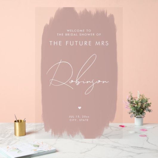 フューチャーMRSブライダルシャワーウェルカムダスティー赤面 アクリルサイン (ウェディング)