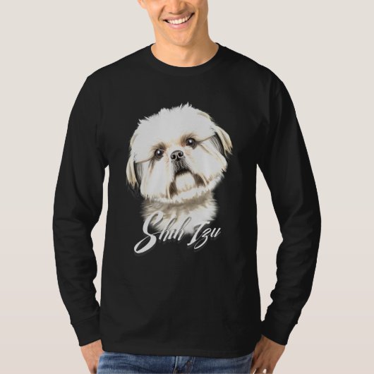 フューリーシーズー(犬)津犬の深刻顔 Tシャツ (正面)
