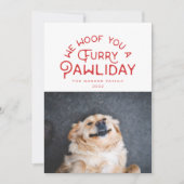 フューリーパウィデイタイポグラフィ |ペットをテーマにしたフォトホワイト シーズンカード (正面)