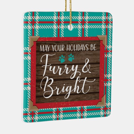 フューリー&ブライトホリデーサンタスクエアステッカー セラミックオーナメント (右)