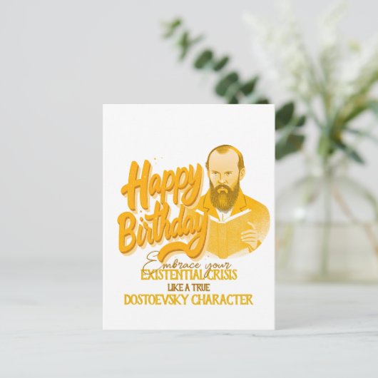 フョードル・ドストエフスキー - 幾何学的なエレガントスタイル ポストカード (スタンド正面)