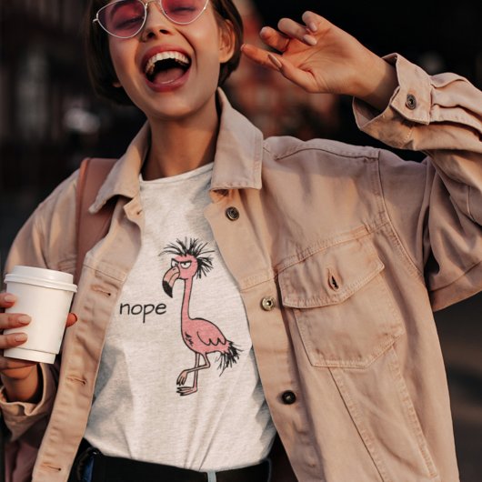 フラおもしろいミンゴ怒ドードルアートスケッチピンク Tシャツ